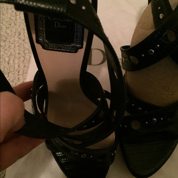 Dior sandals size 38 black studded slingback - Picture 9 of 13